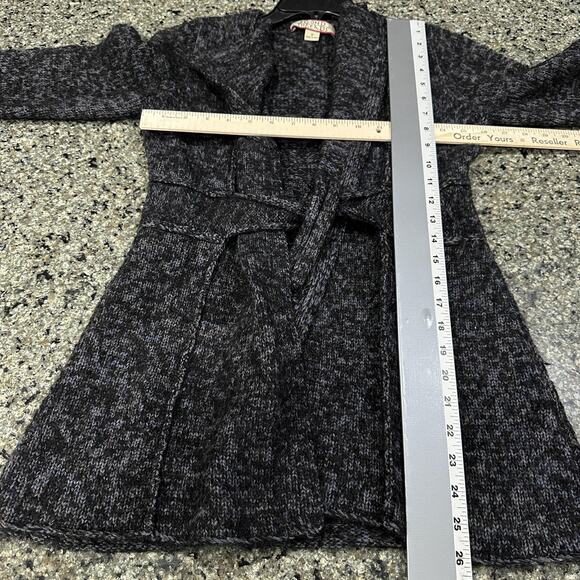 Beyond Threads Cardigan Sweater Womens Small Gray Blue Alpaca Silk Belted Knit - Picture 3 of 10